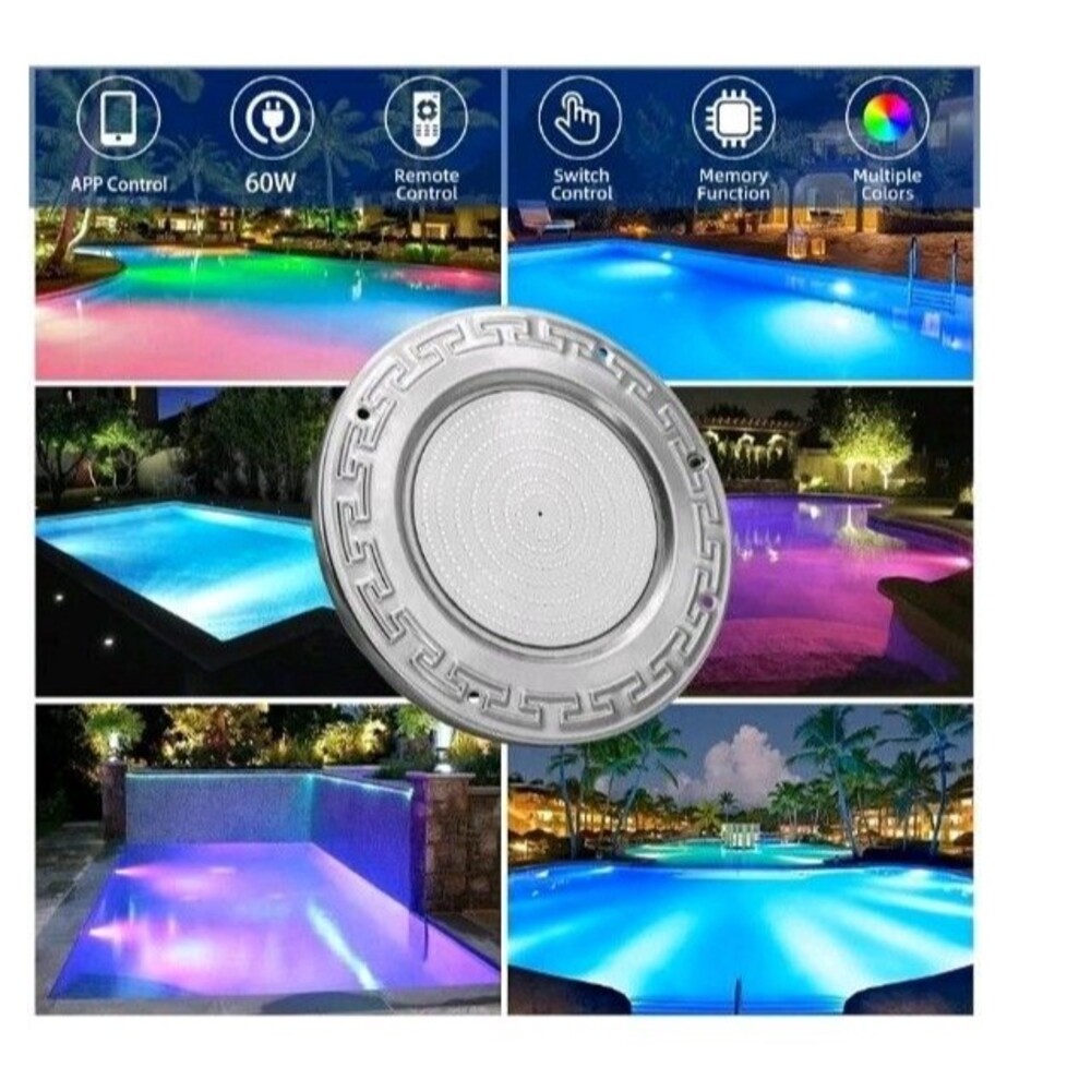Led Inground Pool/SPA Light (10 inch) with 50 Feet Cord with remote 60 watt
